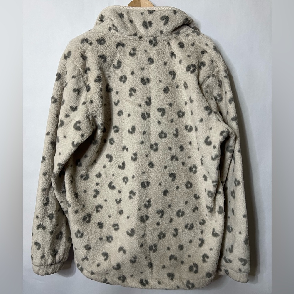 Abercrombie & Fitch Soft AF Cream & Black Fleece Leopard Quarter Zip Size XL - Picture 6 of 8